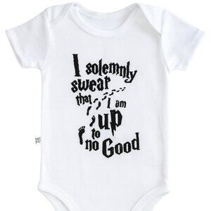 Harry Potter Baby Onesie 3-6M “Up To No Good” Bodysuit Funny Wizard Tee-KC124